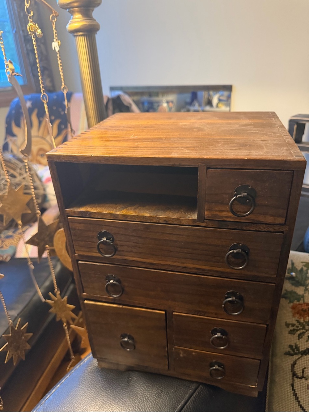 Vintage wood dove tail apothecary cabinet